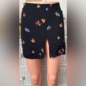 Reformation Mini skirt - Colorful Fruit Print on Black Background Color Size 2